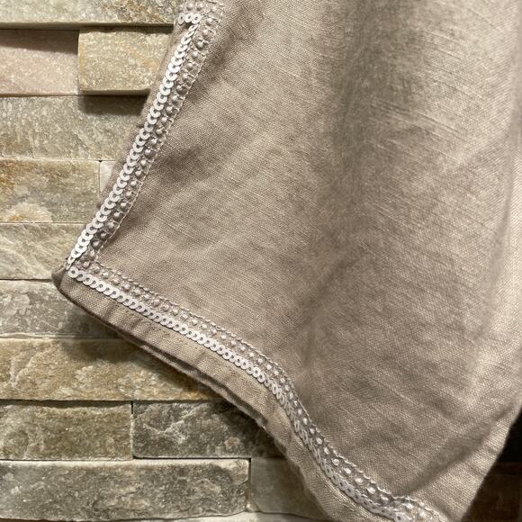 Simply NY 100% Linen Embroidered Tunic | Sequin Trim, Boho Resort Wear, XL New - Picture 5 of 9